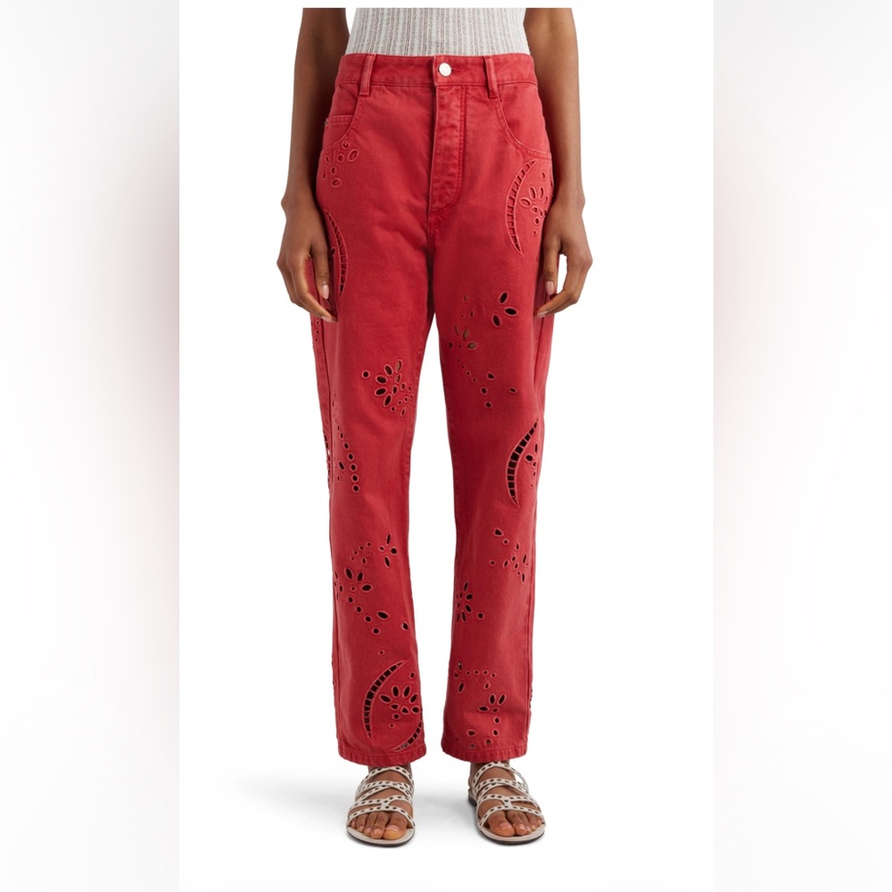 Isabel Marant Irina Eyelet Embroidered Jeans